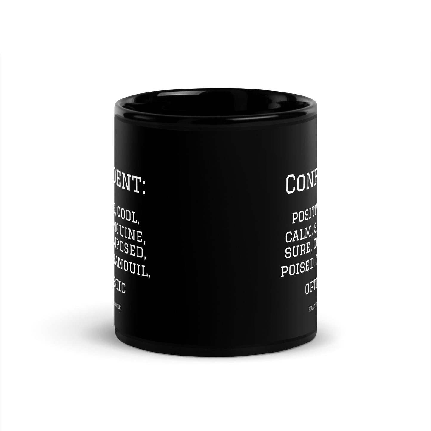 Healthy Words® "confident" Black Glossy Mug